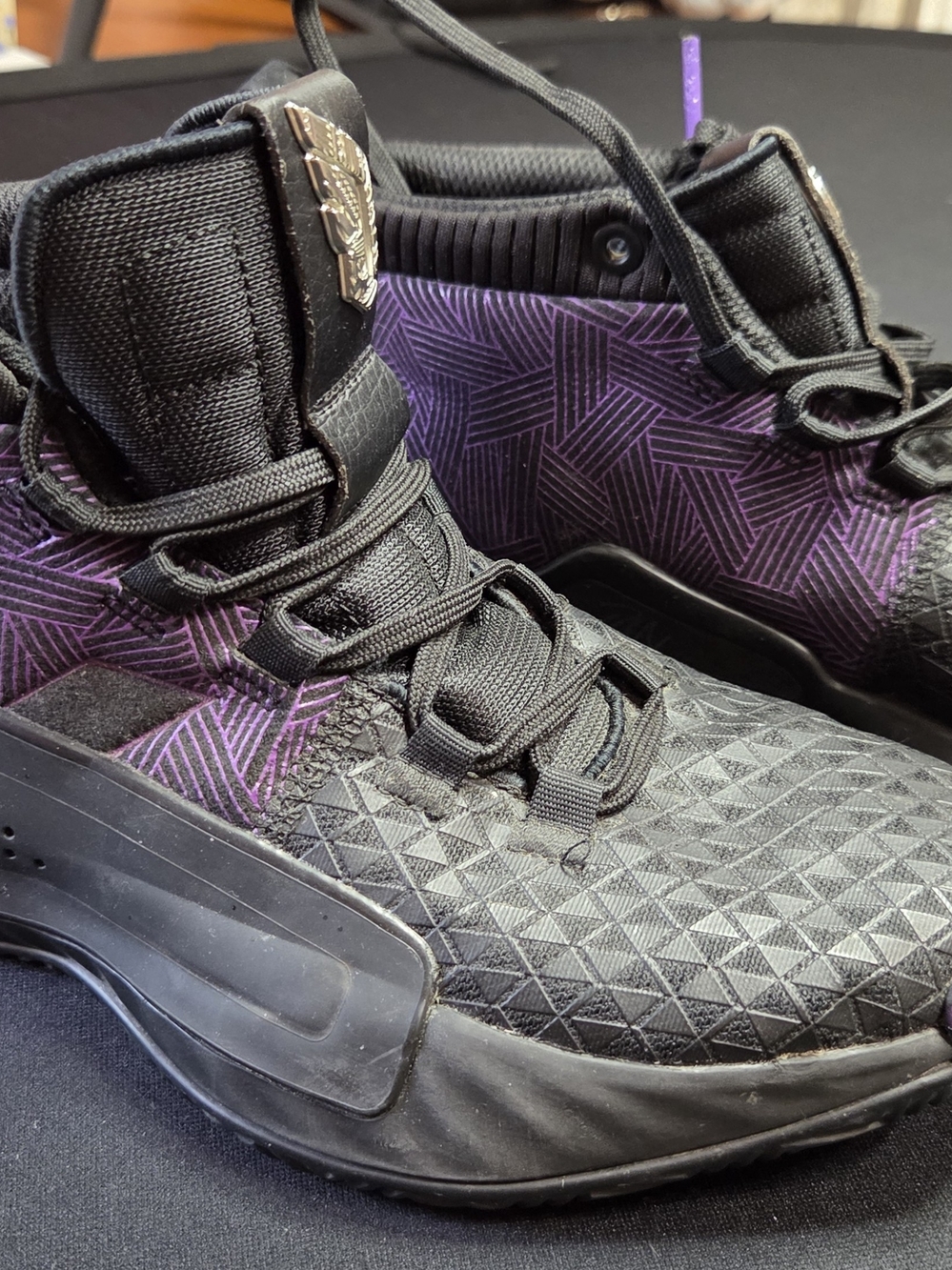 adidas Black and Purple Men’s High-Top Sneakers - Picture 2 of 8